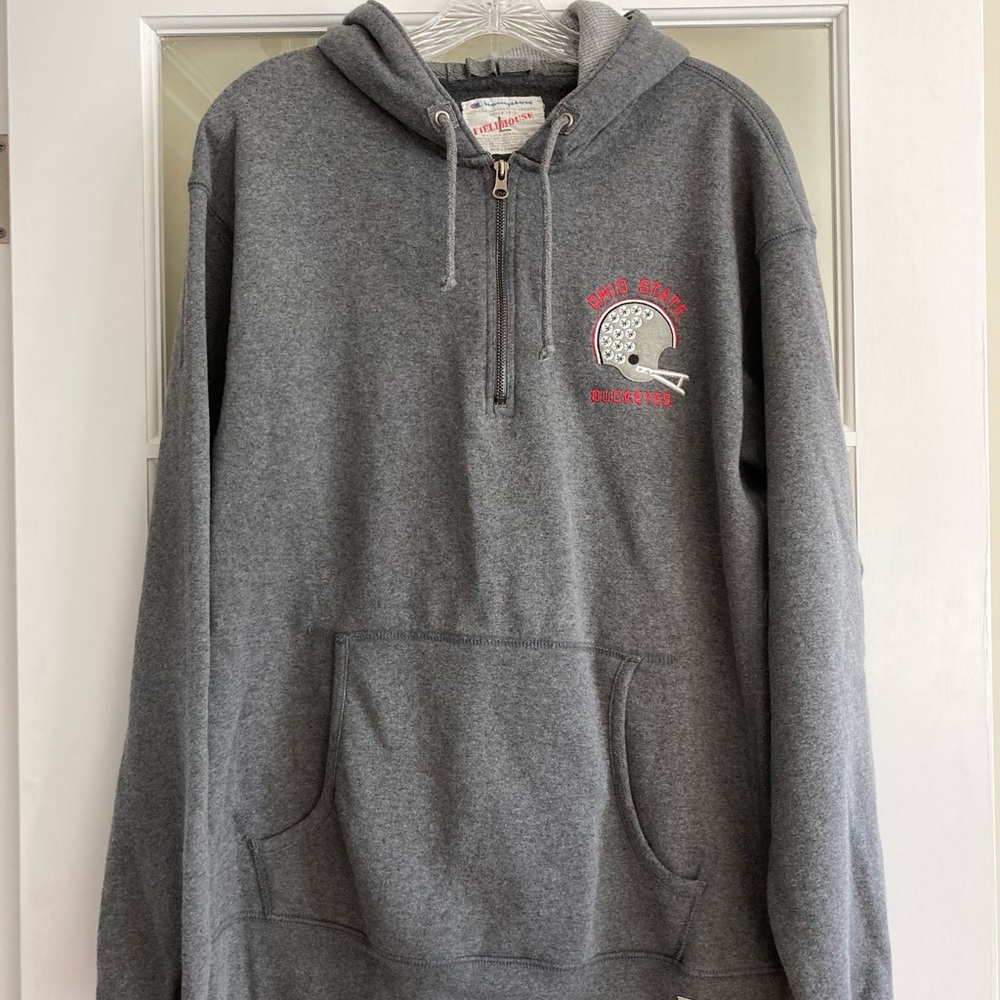 Champion Ohio State 1/4 zip hooded sweatshirt. Size Large. Excellent condition.